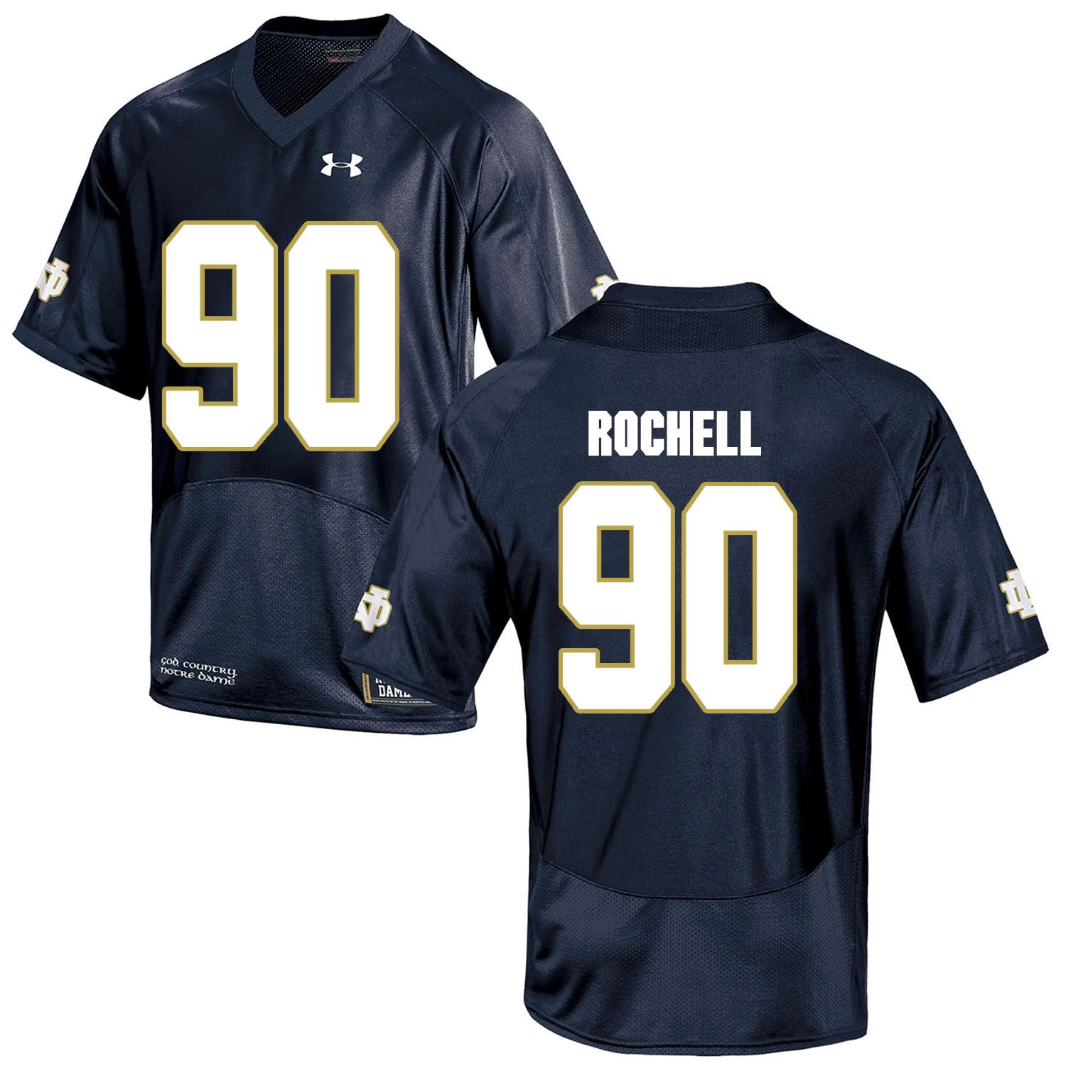 Men Norte Dame Fighting Irish #90 Rochell Navy Blue Customized NCAA Jerseys